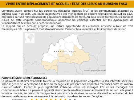 [Burkina Faso] Vivre entre déplacement et accueil : État des lieux au Burkina Faso – Janvier 2026